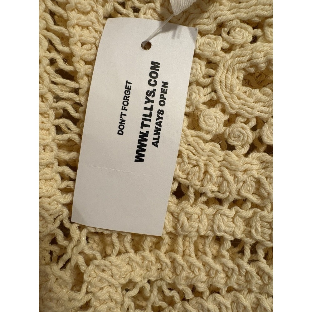 Tilly’s Crochet Cotton Cropped Tank Top cream Sleeveless Wide Strap Size L - Picture 5 of 9
